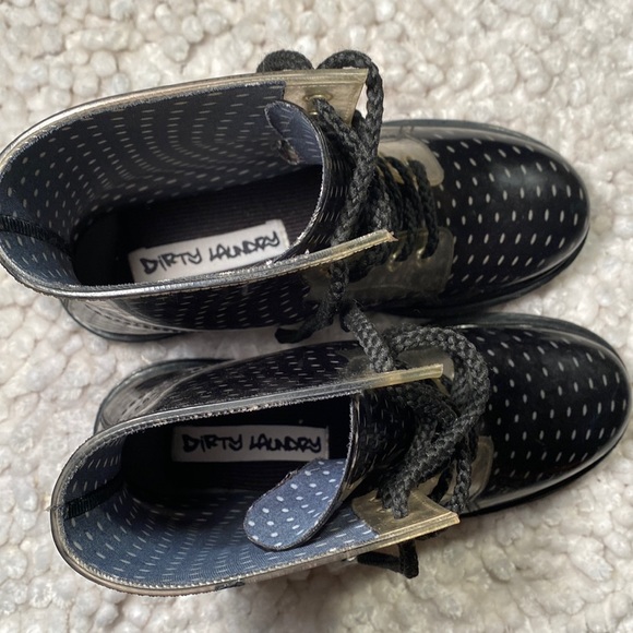 Dirty Laundry Polka Dot Jelly Combat Rain Boots Lace  Up Women’s size 10 - Picture 6 of 9